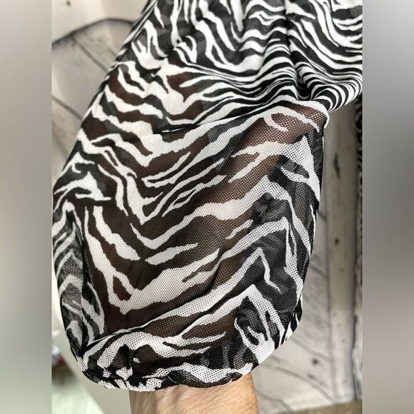 Zara Zebra Print Dress Mesh Size L - Picture 6 of 8